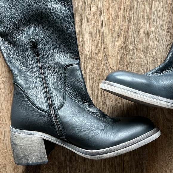 NWOB Free People Essential Tall Slouch Boot Navy Leather Womens - Picture 3 of 8